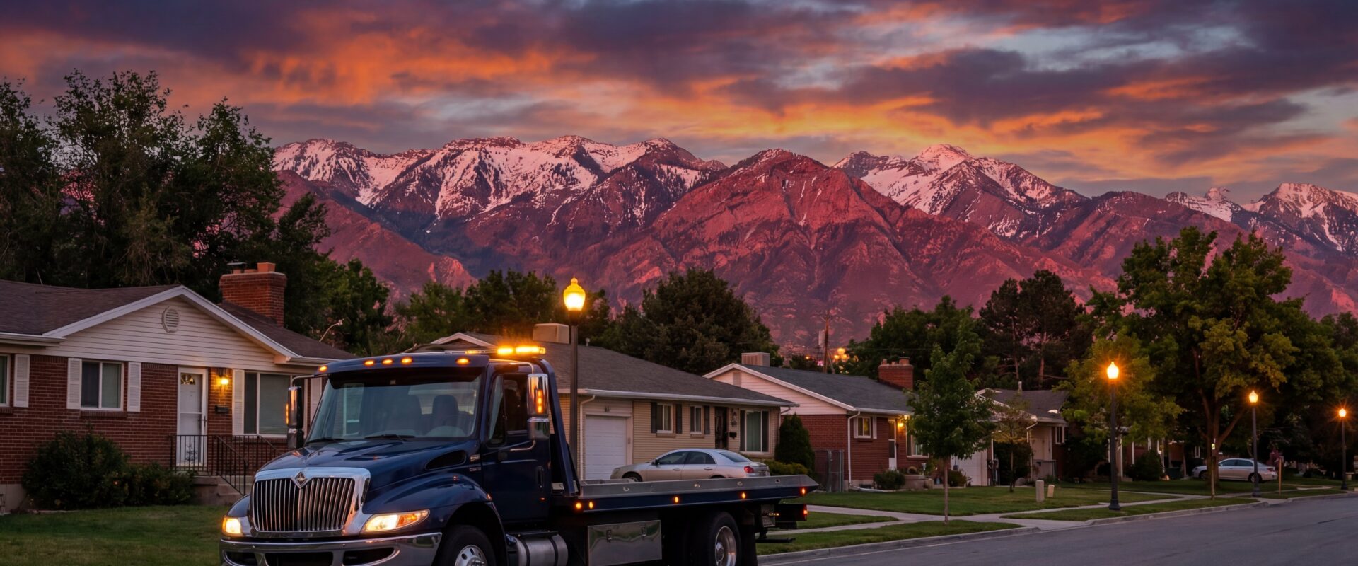 Murray Towing truck on the road at night